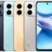 Varian warna HP Infinix 1 jutaan Hot Series hitam, biru muda, emas, dan perak beserta tampilan layar depannya.