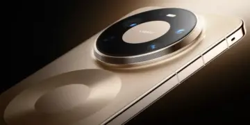 Tampilan jarak dekat modul kamera XMAGE berwarna emas pada Huawei Mate 90