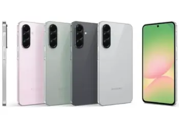 Render resmi HP Samsung Galaxy terbaru dari tampak samping, belakang dengan berbagai warna, hingga tampilan layar depan yang responsif.
