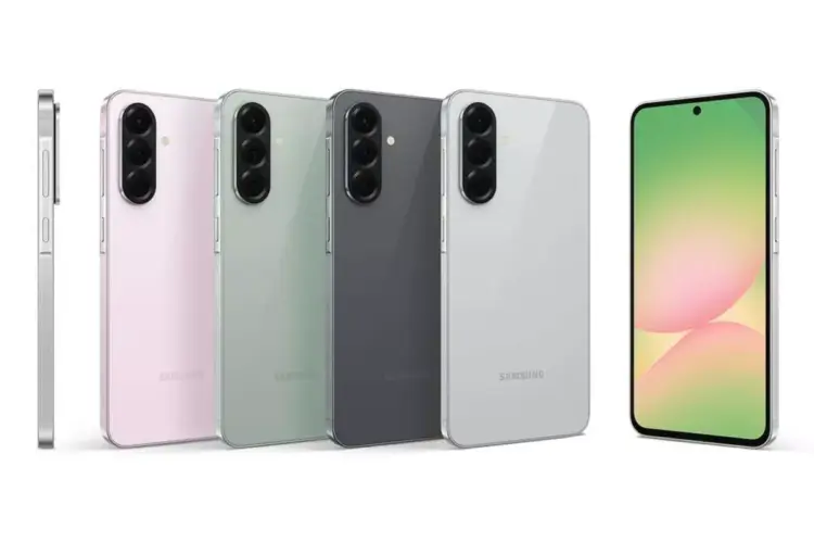 Render resmi HP Samsung Galaxy terbaru dari tampak samping, belakang dengan berbagai warna, hingga tampilan layar depan yang responsif.