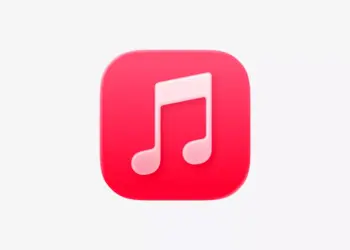 Ikon resmi aplikasi Apple Music berupa not musik merah pada latar belakang putih polos.