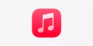 Ikon resmi aplikasi Apple Music berupa not musik merah pada latar belakang putih polos.
