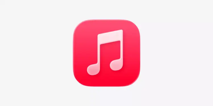Ikon resmi aplikasi Apple Music berupa not musik merah pada latar belakang putih polos.