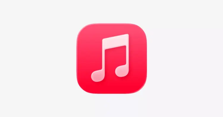 Ikon resmi aplikasi Apple Music berupa not musik merah pada latar belakang putih polos.