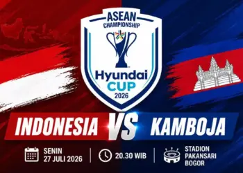 Poster jadwal pertandingan Timnas Indonesia vs Kamboja Piala AFF 2026 kick off malam ini