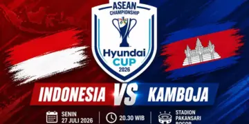 Poster jadwal pertandingan Timnas Indonesia vs Kamboja Piala AFF 2026 kick off malam ini