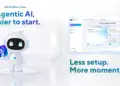 Antarmuka dashboard aplikasi ASUS Zenni Claw AI Agent dengan tampilan fitur Life Assistant dan maskot robot putih robotik.