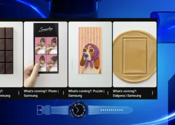 Kolase empat visual kreatif dalam video teaser resmi yang membocorkan arah inovasi masa depan HP lipat Samsung.