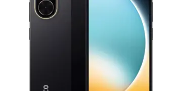 Tampilan sisi depan dan belakang smartphone POCO warna hitam dengan dual kamera ikonik.