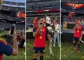 Rangkaian momen pemain Spanyol merekam perayaan juara Piala Dunia 2026 menggunakan Honor Robot Phone.