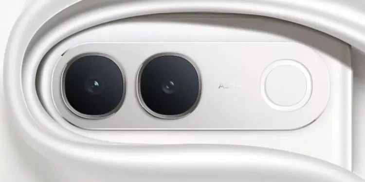 Close-up detail modul kamera belakang Vivo S2 dengan dua lensa utama dan ring light.