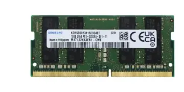 Kepingan memori RAM DDR4 Samsung berkapasitas 16GB dual rank untuk upgrade laptop.