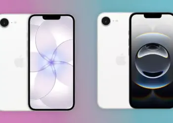 Perbandingan visual bodi belakang dan tampilan layar depan iPhone 17e dengan generasi pendahulunya.