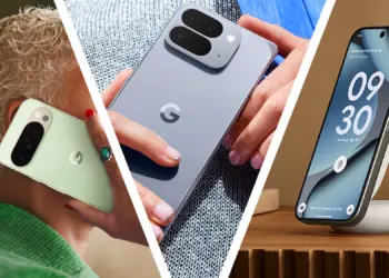 Kolase foto smartphone Google Pixel 11 yang memperlihatkan varian warna hijau, abu-abu, dan pengisian daya nirkabel.