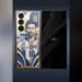Desain mewah bodi belakang Galaxy Z Fold 8 Ultra Messi Gold Edition dengan ukiran wajah Lionel Messi dan aksen emas Caviar.