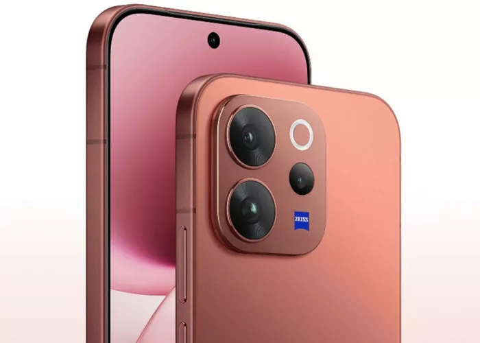 Tampilan modul kamera ZEISS dan bodi belakang HP rilis Agustus 2026 bernuansa rose gold modern.