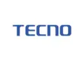 Logo resmi brand teknologi global TECNO berwarna biru dengan latar belakang putih