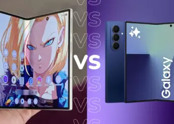 Ilustrasi perbandingan layar lipat utama Samsung Galaxy Z Fold8 vs Galaxy Z Fold7.