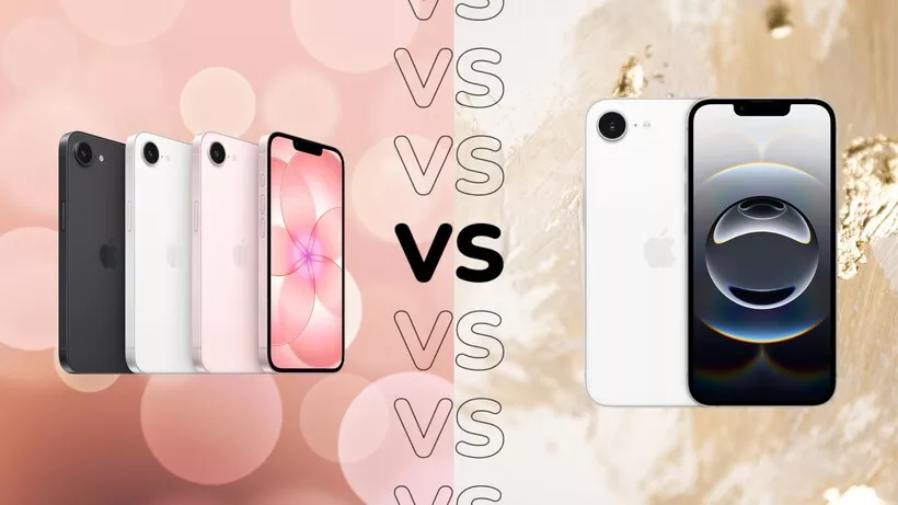 Infografis perbandingan varian warna dan duel spesifikasi antara seri iPhone 17e melawan seri 16e.