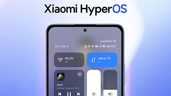 Tampilan antarmuka control center atau panel kontrol baru pada sistem operasi Xiaomi HyperOS.