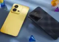 Tampilan penuh bodi belakang Vivo varian warna kuning emas dan hitam dalam daftar HP rilis Agustus.