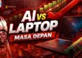 Ilustrasi dampak ekosistem laptop AI PC tahun 2026 terhadap pergeseran industri komersial, kelangkaan komponen RAM, dan teknologi kecerdasan buatan lokal.