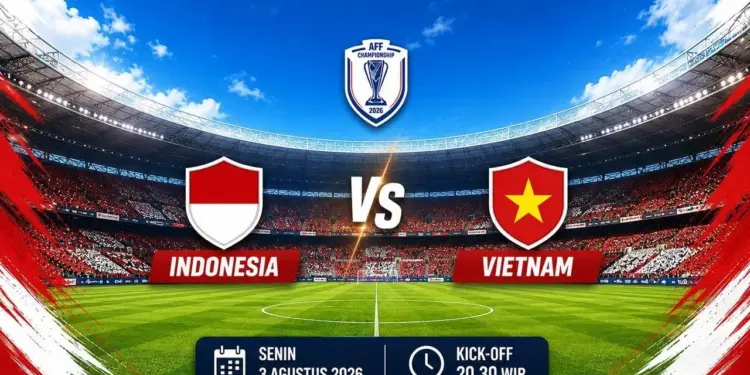 Jadwal pertandingan Timnas Indonesia vs Vietnam dalam ajang Piala AFF 2026 yang berlangsung Senin, 3 Agustus 2026 pukul 20.30 WIB.