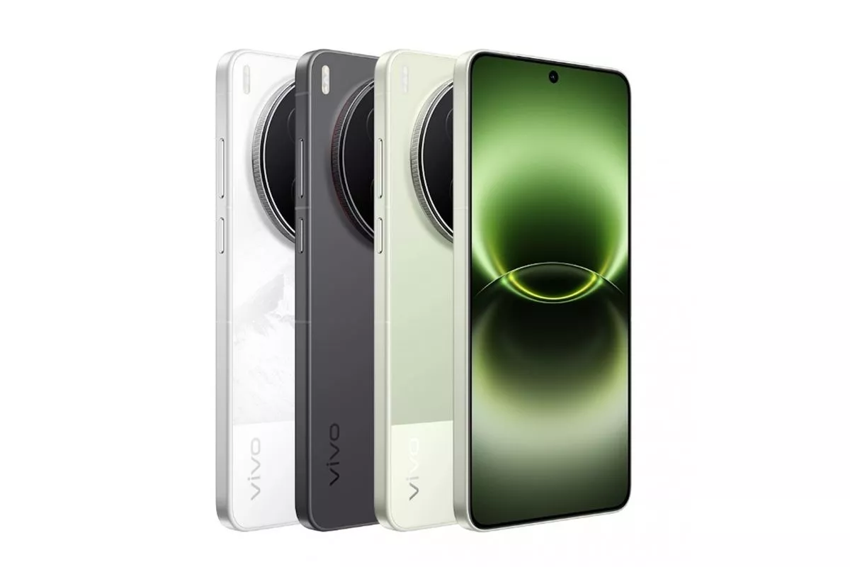 Tiga pilihan warna HP Vivo X500 Pro dengan modul kamera melingkar dan layar bezel tipis.