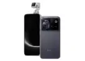 Tampilan depan dan belakang Honor Robot Phone warna abu-abu gelap dengan modul kamera gimbal 200 MP pop-up.