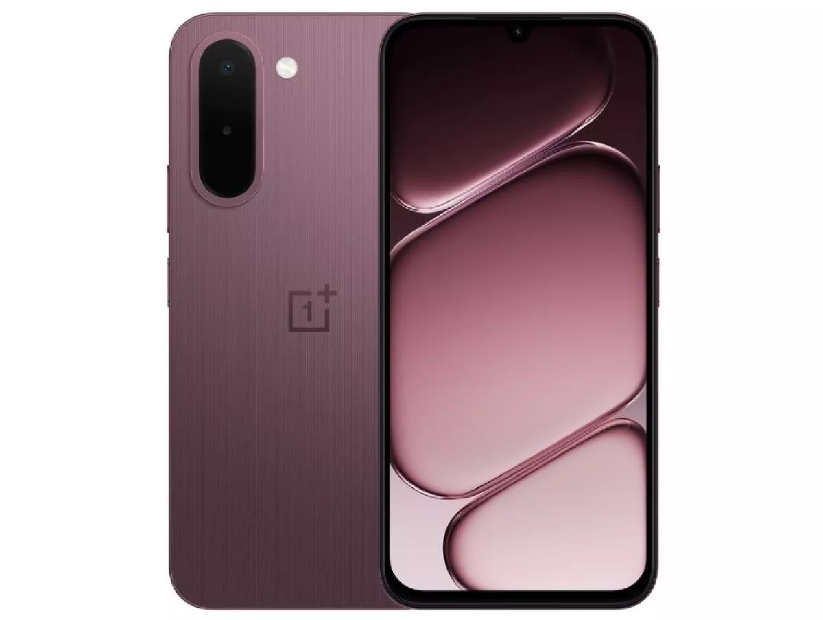 Desain presisi OnePlus N6x tampak depan dengan layar waterdrop notch dan tampak belakang dengan bodi berwarna maroon.