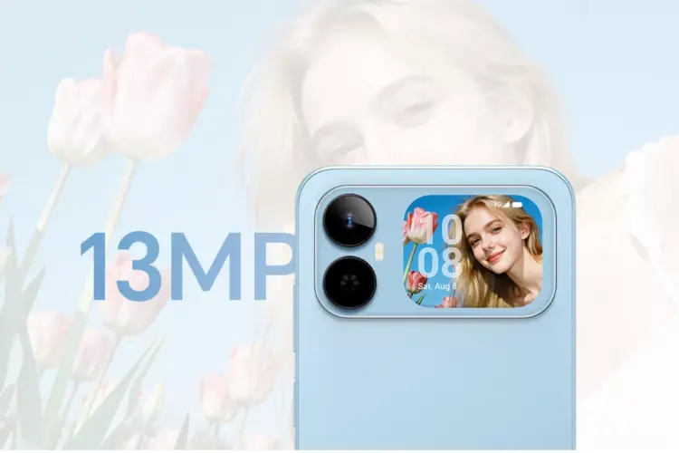 Detail modul kamera 13MP Honor Play 20A dengan fitur Smart Rear Screen untuk preview foto selfie.
