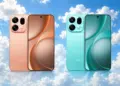 HP Oppo warna oranye dan hijau dengan modul kamera belakang besar untuk daftar harga HP Oppo.