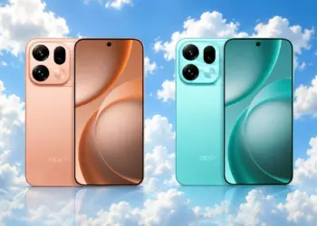 HP Oppo warna oranye dan hijau dengan modul kamera belakang besar untuk daftar harga HP Oppo.