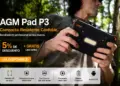 Poster promosi spesifikasi utama tablet AGM Pad P3 Compact yang tahan air dan memiliki baterai 7200mAh.