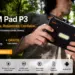 Poster promosi spesifikasi utama tablet AGM Pad P3 Compact yang tahan air dan memiliki baterai 7200mAh.