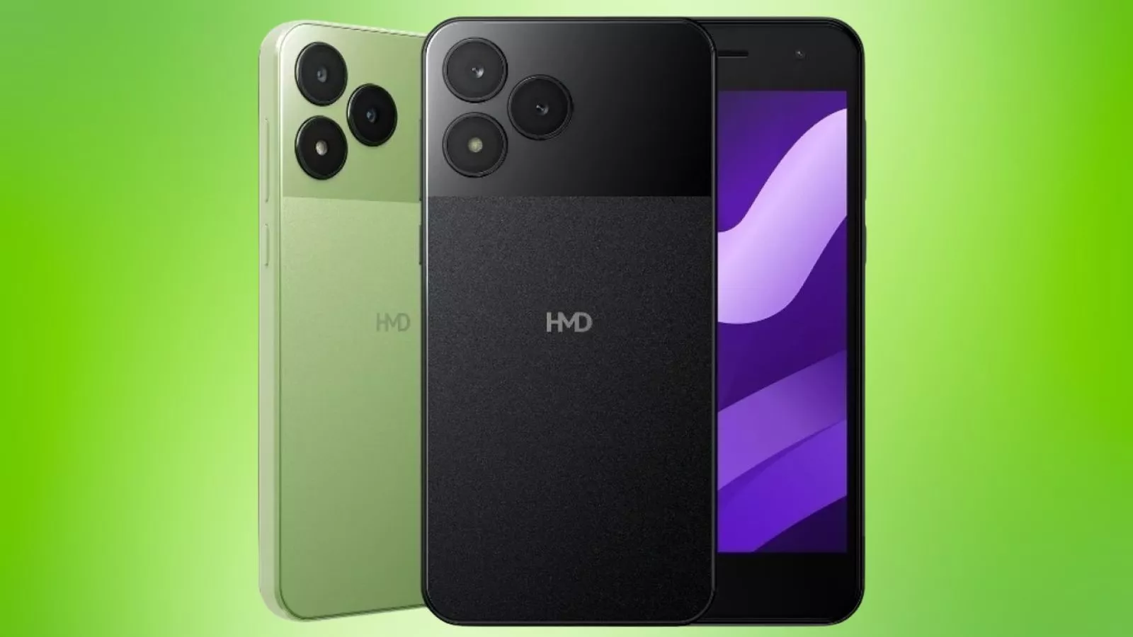 HP murah HMD terbaru varian warna hijau dan hitam dengan susunan kamera tiga boba yang paling mirip iPhone.