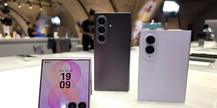 Jajaran HP lipat Samsung generasi terbaru, memperlihatkan berbagai pilihan model dan desain inovatif.
