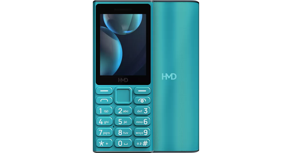 Tampak depan dan belakang HMD 105 4G School Edition dengan latar hitam yang tegas.