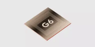 Chipset Google Tensor G6 warna bronze untuk perbandingan performa chipset flagship.