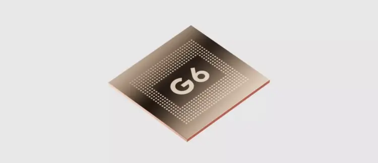 Chipset Google Tensor G6 warna bronze untuk perbandingan performa chipset flagship.