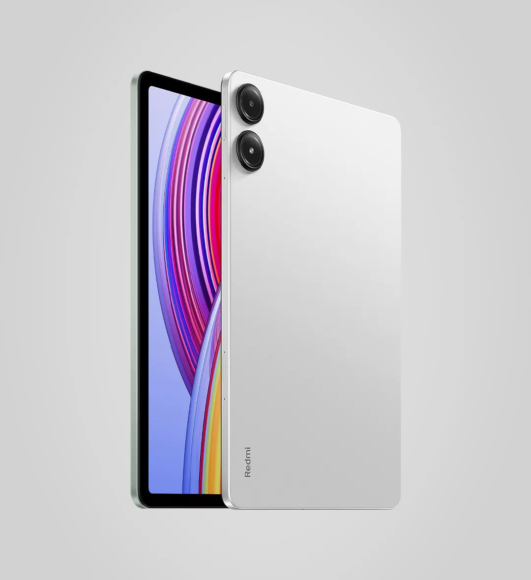 Desain ramping tablet Xiaomi terbaik merk Redmi warna perak dengan modul dua kamera belakang