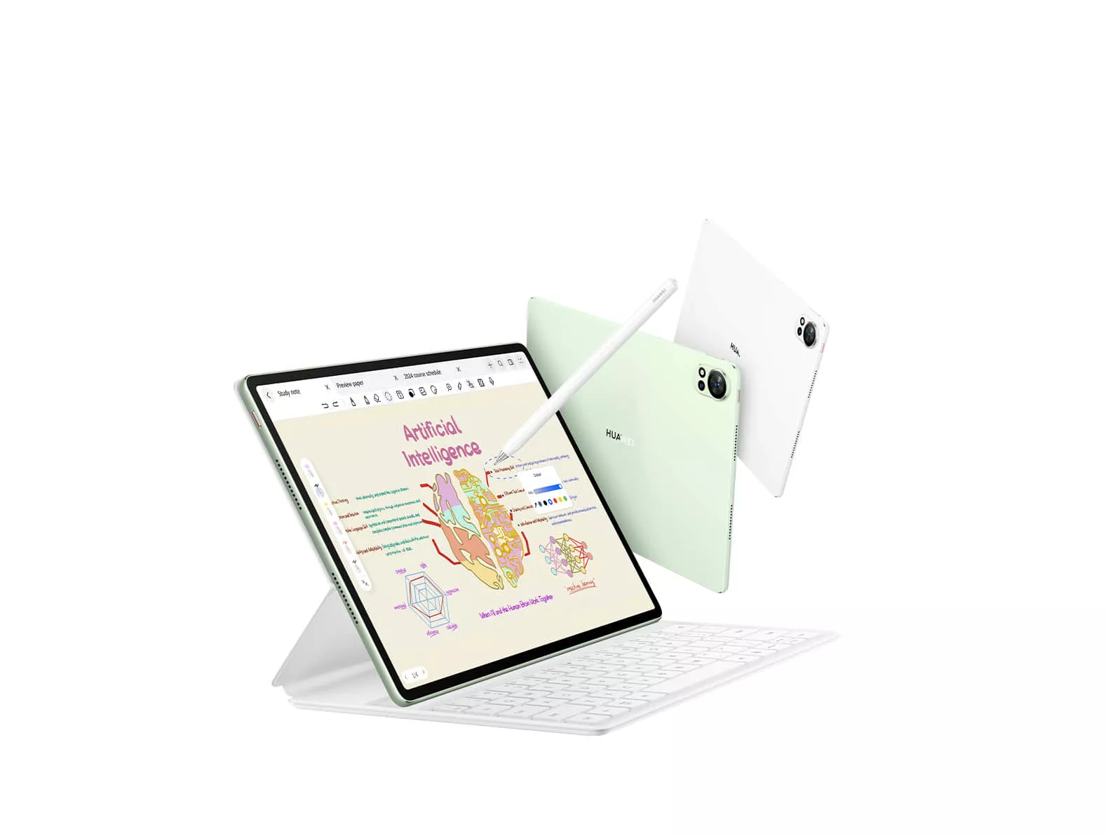 Penggunaan stylus M-Pencil pada tablet Huawei terbaik untuk membuat ilustrasi dan catatan desain.
