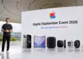 Suasana presentasi panggung utama tempat rilisnya perangkat-perangkat anyar Apple di bulan September 2026.