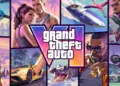 Kolase poster resmi GTA VI menampilkan logo utama, karakter, supercar, dan buaya khas Florida