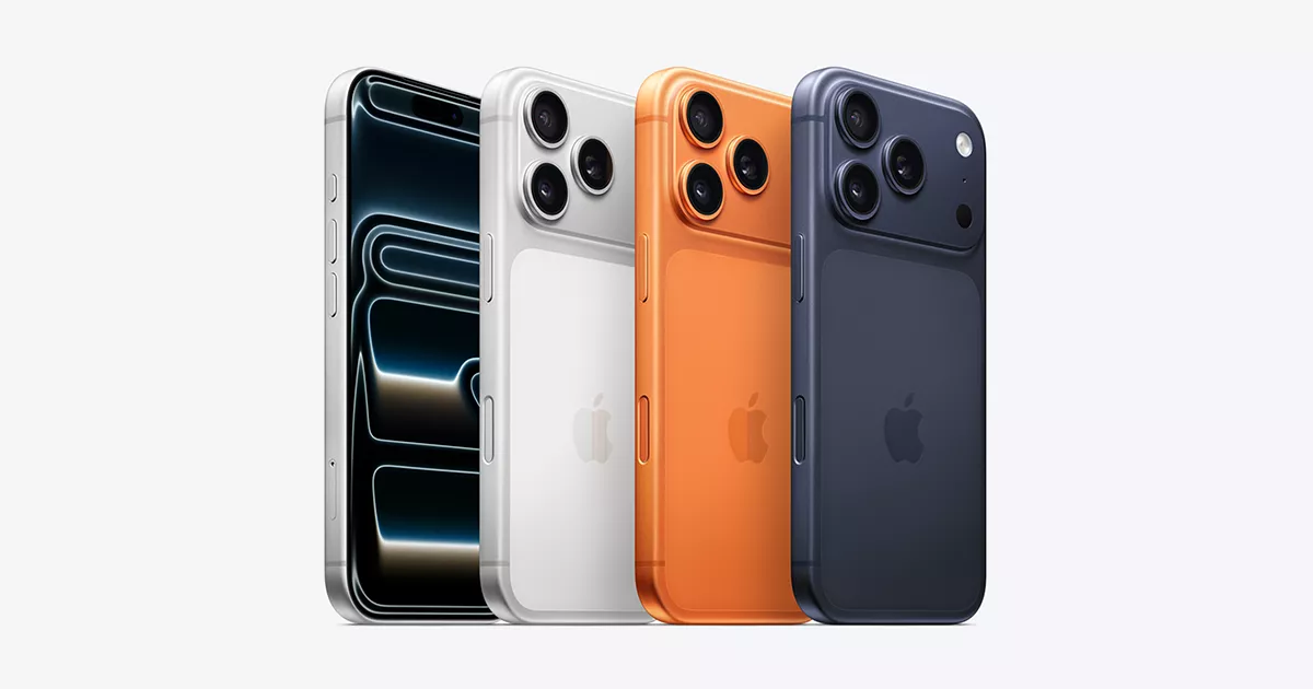 Jajaran iPhone tampak samping dan belakang memperlihatkan pilihan warna premium serta bentuk bodi ramping.