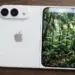 Konsep desain iPhone baru dengan mekanisme layar lipat warna putih yang memengaruhi tren harga iPhone lama.