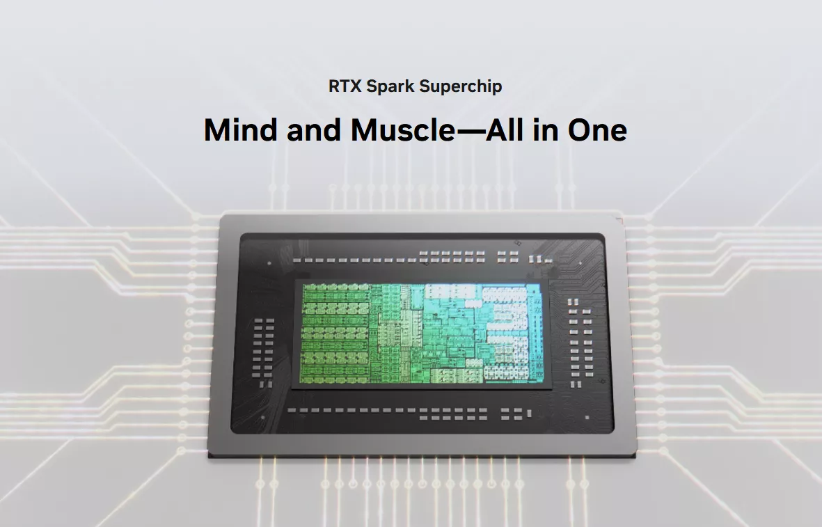 Tampilan superchip RTX Spark N1X dengan slogan Mind and Muscle All in One