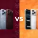 Perbandingan pilihan varian warna iPhone 18 Pro dan iPhone 17 Pro dengan simbol VS di tengah