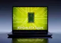 Laptop menampilkan grafik chipset Nvidia RTX Spark N1X pada layar berwarna hijau.