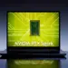 Laptop menampilkan grafik chipset Nvidia RTX Spark N1X pada layar berwarna hijau.
